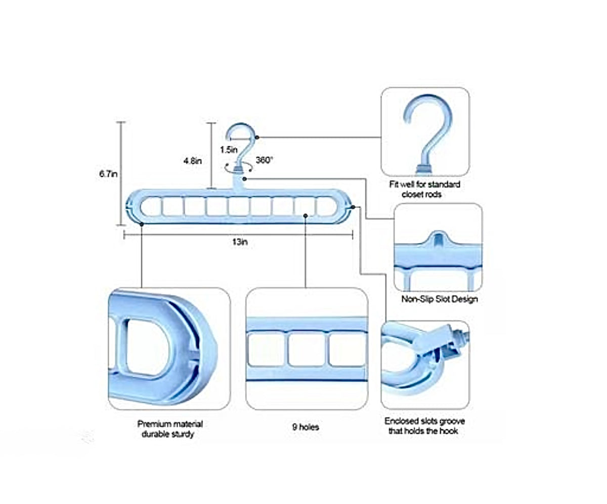 Multifunctional Clothes hanger Set of 3 magic hangers.