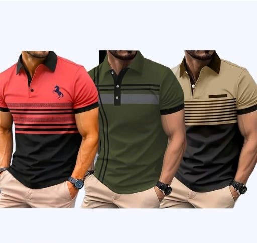 Blissbell Men’s Printed Collar Polo Neck
Half Sleeve T-Shirt Combo Pack of 3