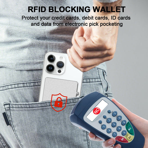 RFID Blocking Wallet Minimalist Slim Card Holder for Magsafe with Adjustable Stand, Metal Pop Up Magnetic Wallet  for Men TOYFID