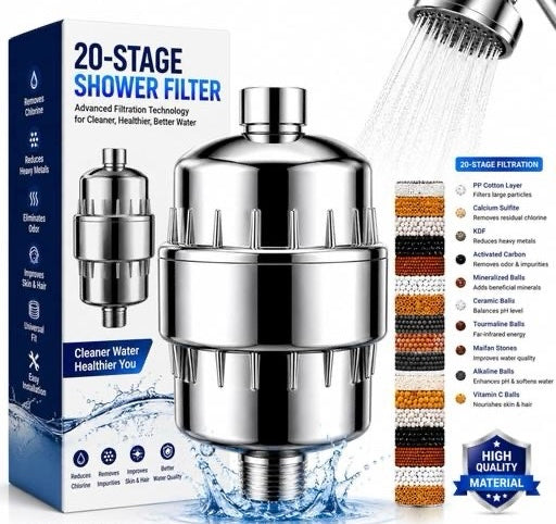 20 Stage Water Filter for Bathroom and pipes | Hard Water Softner | Chemicals (Chlorine,etc) remover |
