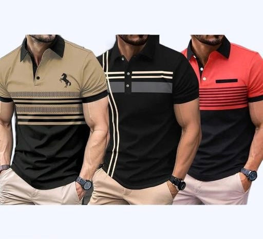 Blissbell Men’s Printed Collar Polo Neck
Half Sleeve T-Shirt Combo Pack of 3