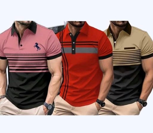 Blissbell Men’s Printed Collar Polo Neck
Half Sleeve T-Shirt Combo Pack of 3