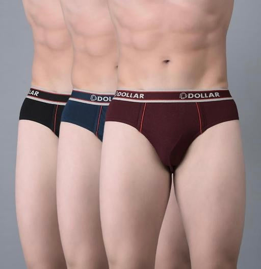 Dollar Bigboss Men's Briefs | Pack of 3 inner wears | Anti-Microbial Super Cotton Solid Briefs