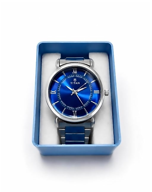 Titan  Analog Blue Dial Stainless Steel Strap Watch for Men